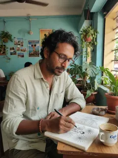 no gig today. just chai, a sketchbook and watching people at the cafe