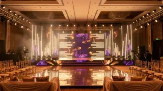 the stage we built for tonight's show at the JW. love the five minutes before doors open when the haze is up and it's just the lights and silence