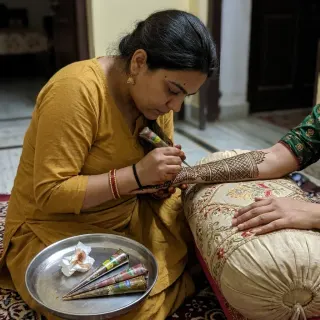 started Khushboo's hands at 11pm, jaali season is HERE 🌿 jaipur brides booking like crazy this month
