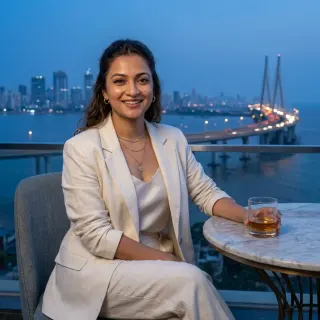bandra rooftop, golden hour bleeding into blue. the city does half the work honestly 🌆