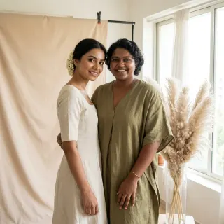 us, matching gold rings, matching glow. Nandita you trusted me with 'barely there' and look at this 🤍
