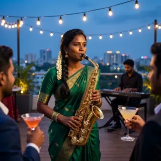cocktail hour on a marina-facing terrace last night. did a jazz flip of Pasoori and people would not let me leave the stage