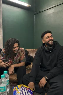 green room with @rohan_spins before doors. we did NOT plan last night's b2b 🔥