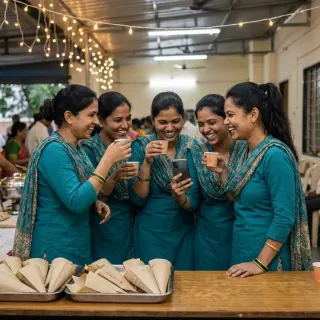 the 11pm chai break after 200+ hands. these girls are the whole business honestly ❤️🌿