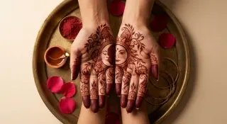 sun on one hand, chand on the other, her idea and i loved it. happy karwa chauth from the busiest table in lucknow 🌙