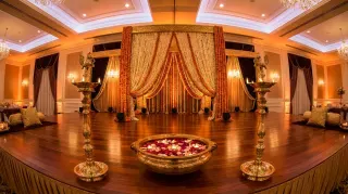 the stage we built for the recital at the Tab Madras. all the lamps lit before guests came in is my favourite quiet minute of any show